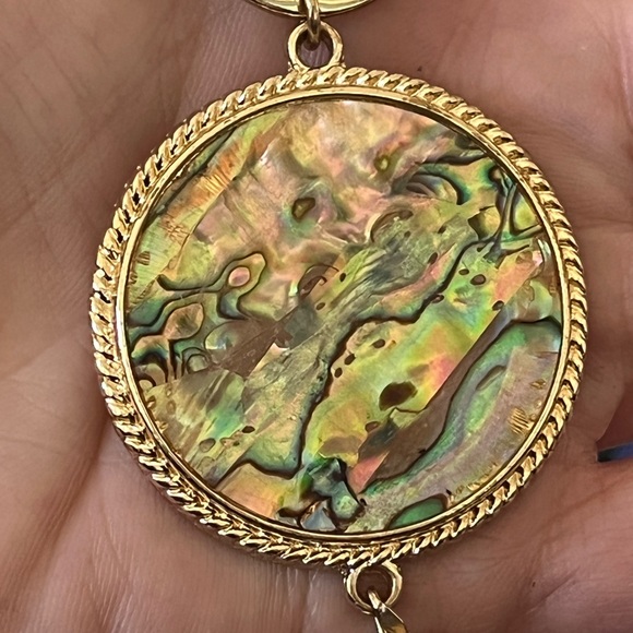 BOGO 80s to 90s Abalone Tassel Necklace. Faux Lapis Lazuli and Crystal Bead - Picture 12 of 12